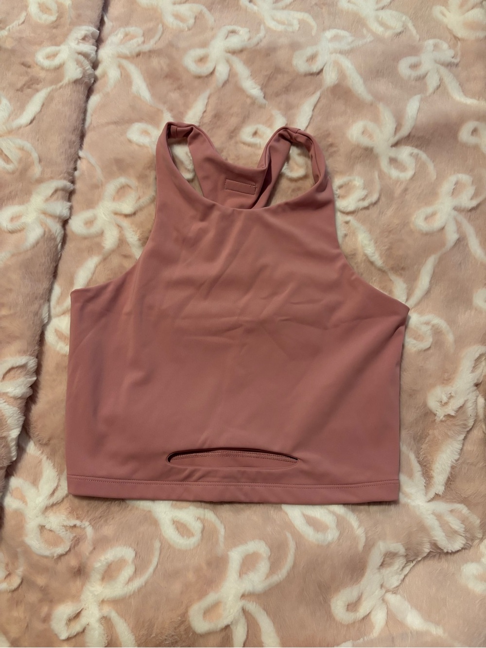 Pink High Neck Crop Tank Top five the label